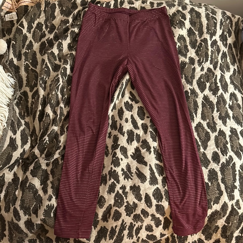 Old Navy Striped Burgundy Leggings